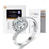 Cluster anneaux S925 STERLING Silver Mosan Diamond One Zircon Ring incrusté Processus d'électroplaste ajusté ouverture des femmes