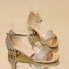 Fashion Woman Summer Gold Open Toe Sandal Dress Shoes High Heels Sandals Platform Wedges Heeled Pumps Ladies Shoe 240418