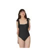 韓国の新しい水着の女性レトロタイヴィンテージブラックシンプルなワンピース水着女性