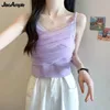 Damestanks dames zomer zoete mesh slanke sling 2024 dame korte camisole tops Japan Koreaanse sexy bodem vest fashion kleding vrouw