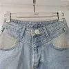 Dames shorts mode street metal diamant denim sexy meisje 2024 lente zomer zaklekkage lekkage buit vrouwen kleding