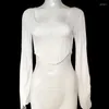 Camicie da donna in stile altoparlante a maniche lunghe a maniche lunghe sexy top corto per WOM