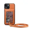 Adequado para iPhone 15 Pro Card Inserção Case, Apple 14 Pro Strap Crossbody Protective Case