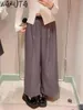 Pantaloni da donna wakuta giapponese moda eleganti pantaloni sciolti gamba casual in vita alta con ante
