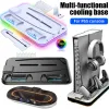 Стенды игровых аксессуаров для PS5 Vertical Stand Station Station с RGB Light Cooling Fean Dual Controllers Зарядное устройство для PlayStation 5