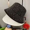 Designer Wide Brim Hats & Bucket Hats Water Diamond Pure Cotton Fisherman Hat Female Sparkling Star Over the Big Net Red Display Small Water Bucket Sunshade Hat Caps