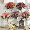 Fleurs décoratives 1 faisceau de soie de pivoine Bouquet de décoration maison Accessoires de mariage Scrapbook de mariage fausses plantes diy pompons roses artificielles