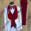 SUITS 2023 Nuovo design White Jacquard Suit per uomini Burgundy Scialchina BUSE CAMIO PER UOMINO Abito da sposa con spicchi slim 3 pezzi set