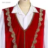 Stage Wear Men's Ballet Top Tunic 2 In 1 Dance Costume Set Red Velvet Outfit en White Shirt Actress Danswear Danseur Deskled