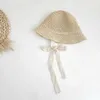 MZ1H Caps Hats Fashion Lace Baby Hat Summer Straw Bow Baby Girl Cap Beach Children Panama Hat Princess Baby Hats and Caps for Kids 1PC d240425