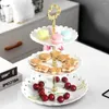 Plates 3 Tier Afternoon Tea Holder Display Rack Cake Stand Fruit Tray Dessert Plate Tableware