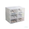 6Pcs Plastic Shoe Box Stackable Foldable Shoe Organizer Drawer Storage for CASE 240411