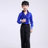 Abbigliamento da palcoscenico camicie abiti a maniche lunghe per ragazzi danzano latino danza tango mash kids morden camicia da ballo in pizzo costumi