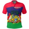 Herren Polos Mauritius Flagge Karte 3D -Druck Poloshirts für Männer Kleidung Nationales Emblem Hemd Afrika Kurzarm männliche Trikots Casual Tops