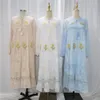 Roupas étnicas Eid Party Mulheres elegantes chiffon Bordado de verão abaya vestido peru traje árabe dubai saudi kaftan middle Oriente Jalabiya