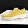 Casual Shoes Mens äkta läderplattform snör upp hiphop tjock botten designer sneakers street mode storlek 37-45