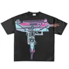 Camisetas masculinas novas camisetas americanas vintage uzi skull estampe