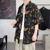 2023 Zomer Nieuwe oversized Loose Loose Short Sleved Shirt T-shirt Versatiele bloemenstof T-shirt-P35