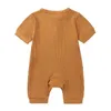 Rompers Sommer Neugeborenes Baby Strampler Soild Color Baby Clodh Girl Rompers Baumwolle Kurzarm O-Neck Infant Boys Strampler 0-24 Monate D240425