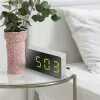 Relógios LED despertador clock digital Crianças eletrônicas Clock de alarmes curvos Relógio de temperatura do espelho com soneca Relógio da mesa da função