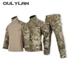 Erkek ceket 3 adet uzun kollu taktik takım elbise erkek açık hava askeri eğitim kamuflaj kurbağası g3 conbat takımını bahar sonbahar ceketi