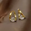 Dangle Chandelier Luxury Shiny Zircon Cross Stud Earrings Fashion Simple Gold Color Water Drop Earrings for Woman Party Wedding Jewelry Gifts