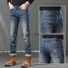 Designer Jeans for Mens Autumn Winter New Jeans Men's end Quality European Fit Small Feet Embroidered Youth Pants Fashion pants