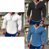 Camisetas masculinas Novo waffle masculina camiseta de cor sólida manga longa v-cardigan henry pesco