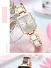 Nuevo reloj transfronterizo calendario de mujeres Light Luxury Diamond Square Reloj de cuarzo impermeable para mujeres