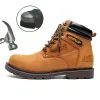 Boots High Cut Martin Boots British Style Safety Shoes Anti Smashing Anti Piercing 2024 New Work Shoes Genuine Leather Steel Toe Caps