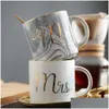 Творческие керамические кружки мраморная кружка кофейная чашка Mti Mr. Mrs Tea Cups 13 23SE C R Drop Доставка дома кухня кухонная столовая Dr Dhb2m S S