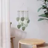 Decorative Figurines 1 Piece Macrame Wall Hanging Leave Decor Feather Woven Tassels Decoration Green