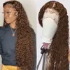 613 Wig blonde 180d densité Curly Simulate Human Hair Wig Brazilian Water Wig Front Wig Black Women Women's Black Deep WIGE Synthétique Perre