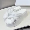 Touwfabriceplatform slippers dames schoenen kruisband dikke zool designer dia muilezels dames schoenen