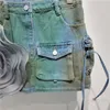 Rokken ontwerp sense niche bloem noodlijdende denim rok dames Europese stijl pocket ins meisje a-line gradiënt groen