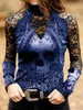 Gothic Skull Flower Tops Women Hollow Lace Long Sleeve Tee Sexy Girls Vintage Slim T Shirts 240416