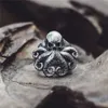 Fashionable and Creative Cthulhu Octopus Skull Ring Men's Personalized Gothic Trendy Jewelry Accessories AB196