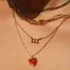 Naszyjniki wiszące młodzież romantyczne stal nierdzewna Inklaid Agate Heart Naszyjnik dla kobiet wodoodpornych biżuterii mody prezent biżuterii
