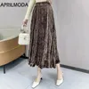 Skirts Elegant Solid Vintage High Waist Midi Length Metallic A Line Skirt 2024 Black Gold Blue Autumn Winter Velvet Women