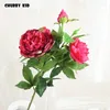 Decoratieve bloemen 6pcs/lot!Groothandel Real Touch 3 Heads Artificial Peony Wedding Hand Filt Long Branch / STEM Flower