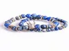 2PCSSet Bead Bracelet Crown Charm Bangle Natural Blue Emperor Stone Beadsbuddha Bracelet voor vrouwen en heren Pulseras Masculina1768576