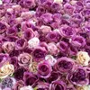 Fleurs décoratives spr 2,4m 3m Mariage en soie violette ombre fleur mural fond artificiel rangée et arc fore