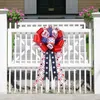 Dekorativa blommor 2024 American Flag Independence Day Star Garland Rose Red White and Window Decoration Peony för ytterdörren