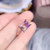 Cluster Anneaux Natural Ametrine S925 sterling Silver Square Gem Ring Fine Fashion Wedding Bijoux pour les femmes Meibapj Fs