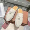 Mule Loafers Suede Women Loro Slippers Flats LP Loafers real Suede Moccasin luxury Designer Shoes Schuhe Summer Slip-Ons Deep Babouche Charms Walk Size 35-42