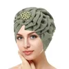 Hijabs 2023 Nieuwe bloemen Hijab Cap voor Ramadan Solid Color Indian Hat Muslim Fashion Head Wrap Women Tulband Bandana Bonnet D240425