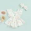 Één-stuks Citgeett Summer Infant Baby Girls Bodysuit Jurk Cute Rainbow Dots Patroon Ruches Sleeve Jumpsuit Desit Kleding Pak