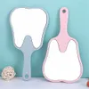 Mirrors New Tooth Shaped Mouth Mirror Plastic Handle Mirror For Examination Tooth Oral Care Makeup Vanity Mirror SPA Salon Compact Miror