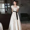 Robes de fête Townomi White Satin Jacquard Robe de soirée Femme Français Elegant Boat Cou Lace Up Wiast Ball Robes Mariage Prom