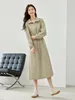 Casual Dresses Vimly Elegant Shirt Dress Women 2024 Spring Half Zip Drop Hylsa Justerbart dragsko midjeband A-Line Split Midi M5395